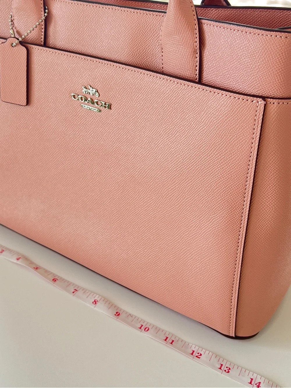 Coach Casey Blush Pink Cross Grain Structured Leather Tote F31474